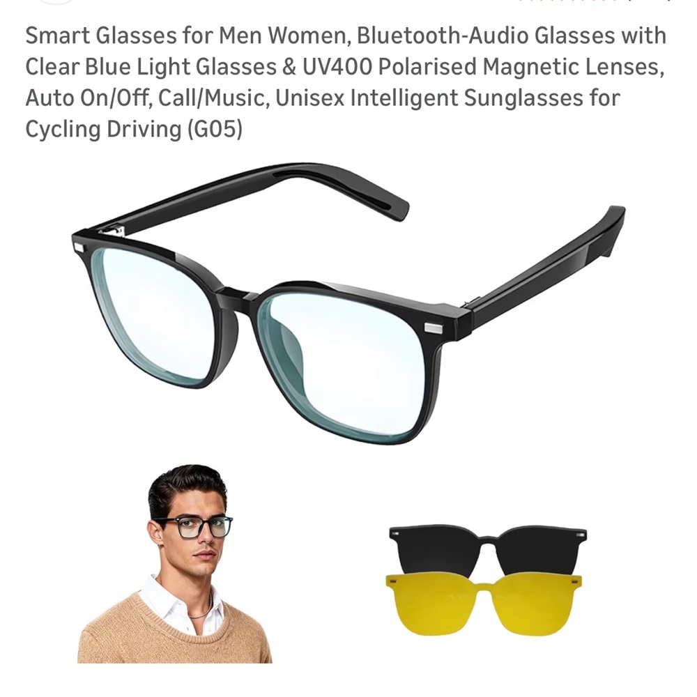 Smart Bluetooth Audio Glasses - Black - Picture 1 of 9